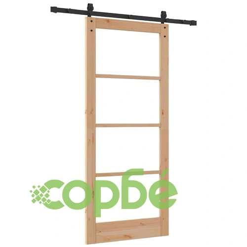 Плъзгаща се врата ORKDAL с комплект механизъм 86x198.5 см борово дърво и метал ➤ топ цена ➤ sorbe.bg