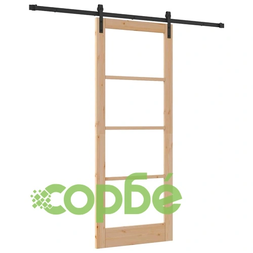 Плъзгаща се врата ORKDAL с релси 83x211 см борова дървесина и метал ➤ топ цена ➤ sorbe.bg