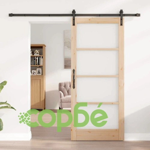 Плъзгаща се врата ORKDAL от борова дървесина 86x198.5 см с метални елементи ➤ топ цена ➤ sorbe.bg