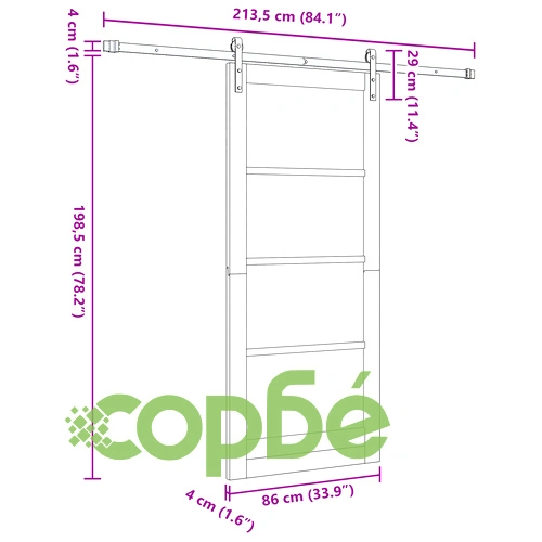 Плъзгаща Врата ORKDAL от Масивно Дърво с Хардуерен Комплект, Бяла, 86x198.5 см ➤ топ цена ➤ sorbe.bg