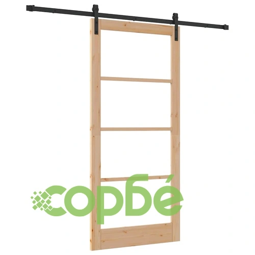 Плъзгаща се врата ORKDAL с монтажен комплект 93x202 см дърво и метал кафяво ➤ топ цена ➤ sorbe.bg