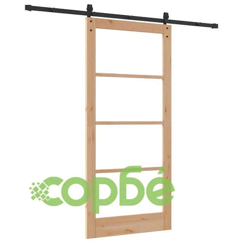 Плъзгаща се врата ORKDAL с монтажен комплект 93x202 см дърво и метал кафяво ➤ топ цена ➤ sorbe.bg