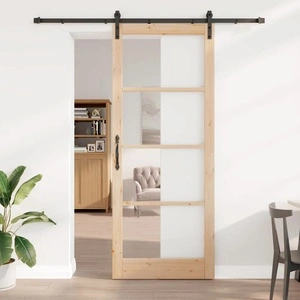 Плъзгаща се врата ORKDAL с хардуер 93x232 см борово дърво и метал кафяв цвят