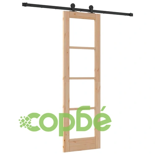 Плъзгаща врата ORKDAL от борово дърво и стъкло 61x198.5 см кафява ➤ топ цена ➤ sorbe.bg