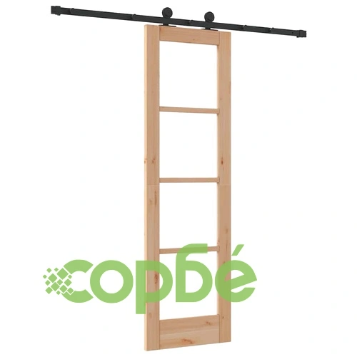 Плъзгаща врата ORKDAL от борово дърво и стъкло 61x198.5 см кафява ➤ топ цена ➤ sorbe.bg