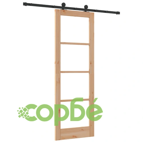 Плъзгаща врата ORKDAL с монтажен комплект - 73.5x211x4 см, Масивна борова дървесина и стъкло ➤ топ цена ➤ sorbe.bg