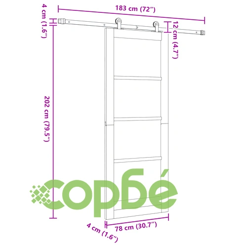 Плъзгаща врата ORKDAL 78x202x4 см от масивно борово дърво и стъкло с комплект хардуер ➤ топ цена ➤ sorbe.bg