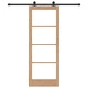 Плъзгаща врата ORKDAL 78x202x4 см от масивно борово дърво и стъкло с комплект хардуер