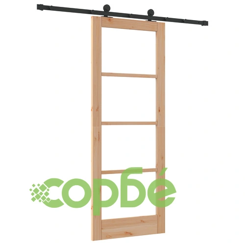 Плъзгаща врата ORKDAL 78x202x4 см от масивно борово дърво и стъкло с комплект хардуер ➤ топ цена ➤ sorbe.bg