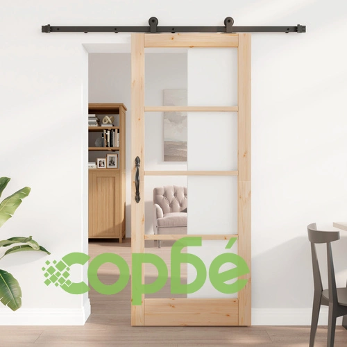 Плъзгаща врата ORKDAL 83x202x4 см от масивна борова дървесина и стъкло с комплект за монтаж ➤ топ цена ➤ sorbe.bg