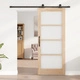 Плъзгаща врата ORKDAL 83x202x4 см от масивна борова дървесина и стъкло с комплект за монтаж