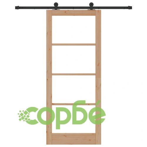 Плъзгаща врата ORKDAL 86x211x4 см от масивно борово дърво и стъкло с монтажен комплект ➤ топ цена ➤ sorbe.bg