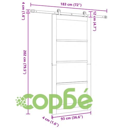 Плъзгаща врата ORKDAL от масивно борово дърво и стъкло с комплект за окачване, 93x202x4 см ➤ топ цена ➤ sorbe.bg