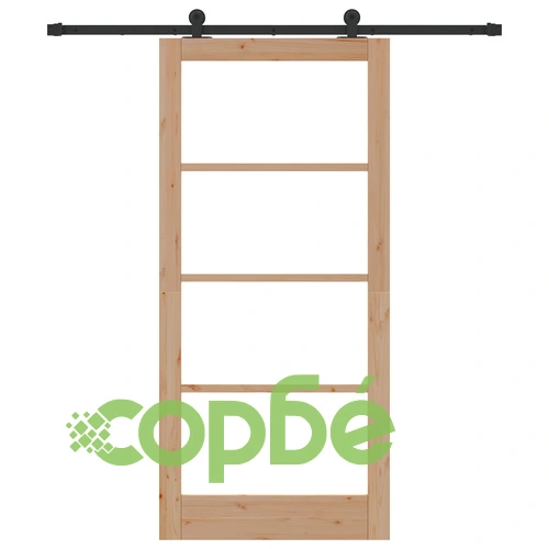 Плъзгаща врата ORKDAL от масивно борово дърво и стъкло с комплект за окачване, 93x202x4 см ➤ топ цена ➤ sorbe.bg