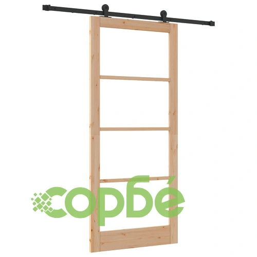 Плъзгаща врата ORKDAL с монтажен комплект, 93x211x4 см - Масивно борово дърво и стъкло ➤ топ цена ➤ sorbe.bg