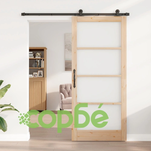 Плъзгаща врата ORKDAL с монтажен комплект, 93x211x4 см - Масивно борово дърво и стъкло ➤ топ цена ➤ sorbe.bg