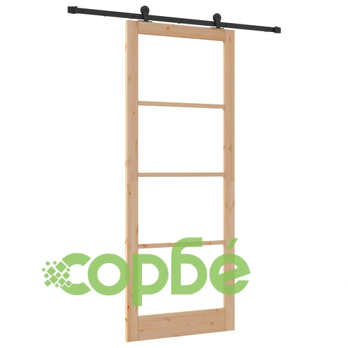 Плъзгаща се врата ОРКДАЛ от масивна борова дървесина и стъкло, 93x232x4 см, с комплект хардуер ➤ топ цена ➤ sorbe.bg