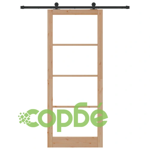 Плъзгаща се врата ОРКДАЛ от масивна борова дървесина и стъкло, 93x232x4 см, с комплект хардуер ➤ топ цена ➤ sorbe.bg