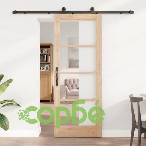 Плъзгаща врата ORKDAL 78x202x4 см от масивно борово дърво и стъкло с комплект механизми ➤ топ цена ➤ sorbe.bg