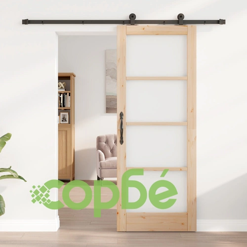 Плъзгаща врата ORKDAL 78x202x4 см от масивно борово дърво и стъкло с комплект механизми ➤ топ цена ➤ sorbe.bg