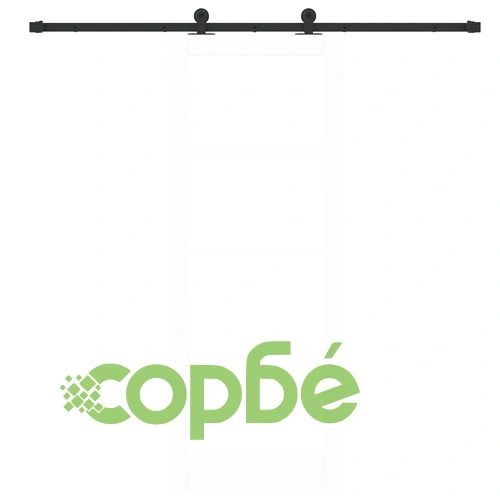 Плъзгаща Врата ORKDAL от Масивно Дърво и Стъкло - Бяла, 78x202x4 см, с Комплект Хардуер ➤ топ цена ➤ sorbe.bg