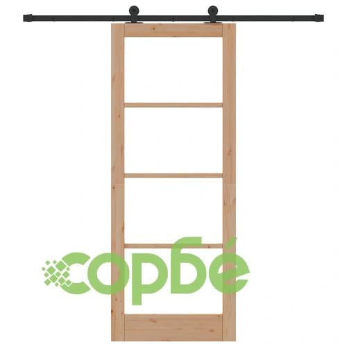 Плъзгаща врата ОРКДАЛ 83x211x4 см от масивна борова дървесина и стъкло с комплект за монтаж ➤ топ цена ➤ sorbe.bg