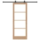 Плъзгаща врата ОРКДАЛ 83x211x4 см от масивна борова дървесина и стъкло с комплект за монтаж