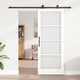 Плъзгаща се врата ORKDAL с комплект за монтаж - Бяла масивна дървесина и стъкло, 83x211x4 см