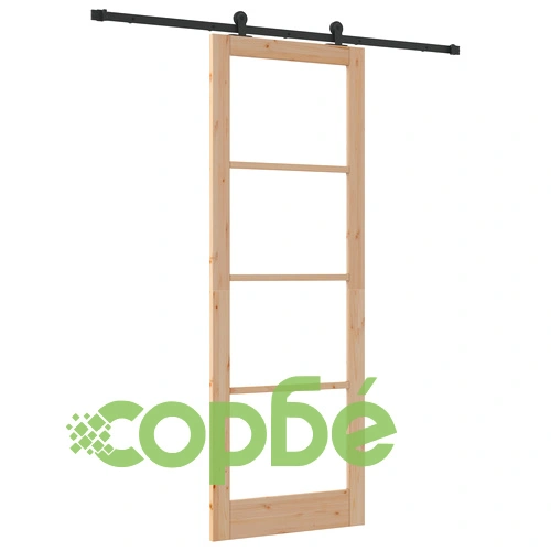 Плъзгаща врата ORKDAL 83x232x4 см от масивно борово дърво и стъкло с комплект обков ➤ топ цена ➤ sorbe.bg