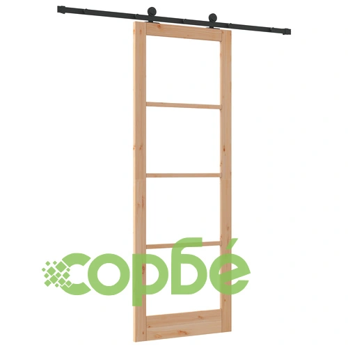 Плъзгаща врата ORKDAL 83x232x4 см от масивно борово дърво и стъкло с комплект обков ➤ топ цена ➤ sorbe.bg