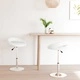 Въртящи се трапезни столове 2 бр, бели изкуствена кожа с газов механизъм
