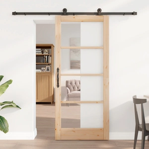 Плъзгаща врата ORKDAL 86x198.5x4 см от твърдо дърво и стъкло с комплект компоненти