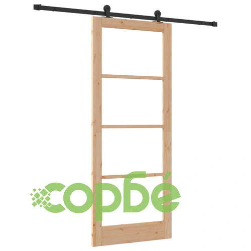 Плъзгаща се врата ORKDAL 86x211x4 см от масивна борова дървесина и стъкло с комплект за монтаж ➤ топ цена ➤ sorbe.bg