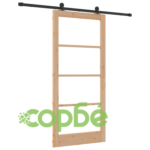 Плъзгаща врата ORKDAL 93x202x4 см от твърдо дърво бор и стъкло с комплект компоненти ➤ топ цена ➤ sorbe.bg
