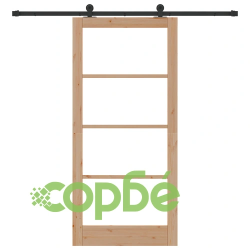 Плъзгаща врата ORKDAL 93x202x4 см от твърдо дърво бор и стъкло с комплект компоненти ➤ топ цена ➤ sorbe.bg
