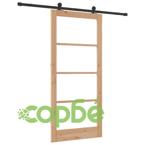 Плъзгаща врата ORKDAL 93x202x4 см от твърдо дърво бор и стъкло с комплект компоненти ➤ топ цена ➤ sorbe.bg