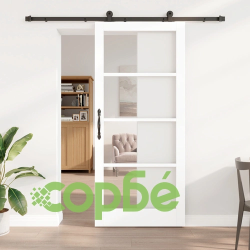 Плъзгаща Интериорна Врата ОРКДАЛ от Солидно Дърво и Стъкло - Бяла, 93x211x4 см ➤ топ цена ➤ sorbe.bg