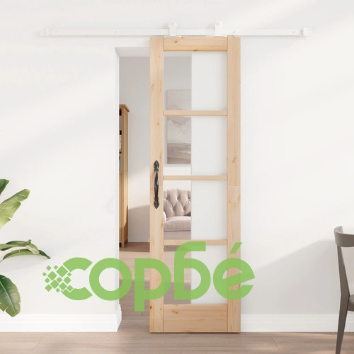 Плъзгаща врата ORKDAL от масивно дърво и стъкло с комплект за монтаж ➤ топ цена ➤ sorbe.bg