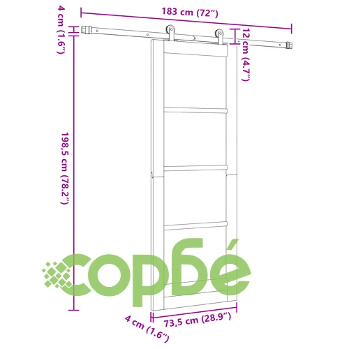 Плъзгаща врата ORKDAL от масивно дърво и стъкло, бяла, 73.5 x 198.5 x 4 см ➤ топ цена ➤ sorbe.bg