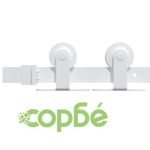 Плъзгаща врата ORKDAL от масивна акациева дървесина и стъкло - Бяла 73.5x211x4 см с комплект за монтаж ➤ топ цена ➤ sorbe.bg