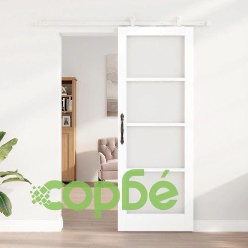 Плъзгаща се врата ORKDAL - Бяла МДФ и стъкло, 78x211x4 см ➤ топ цена ➤ sorbe.bg