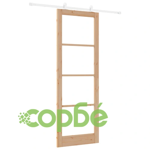 Плъзгаща се врата ОРКДАЛ 83x232x4 см от масивна борова дървесина и стъкло с комплект хардуер ➤ топ цена ➤ sorbe.bg