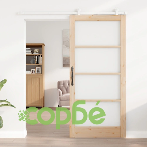 Плъзгаща врата ORKDAL 93x202x4 см от масивна борова дървесина и стъкло с комплект за монтаж ➤ топ цена ➤ sorbe.bg