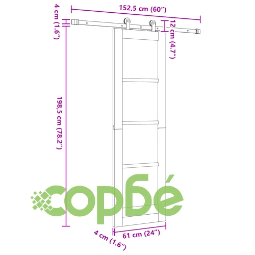 Плъзгаща врата ORKDAL с комплект механизми 61x198.5 см, естествено дърво ➤ топ цена ➤ sorbe.bg