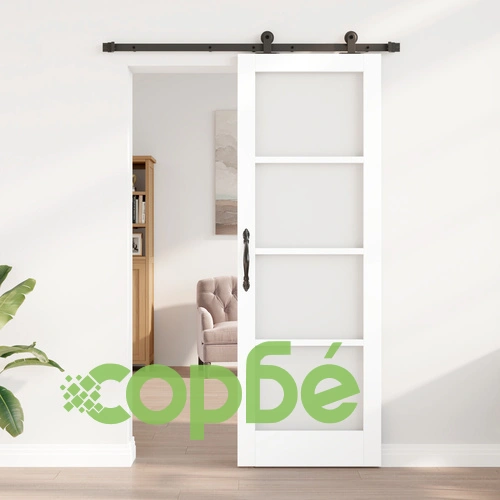 Плъзгаща Интериорна Врата ORKDAL със Стъкло, Бяла, 73.5x211x4 см, с Комплект за Монтаж ➤ топ цена ➤ sorbe.bg