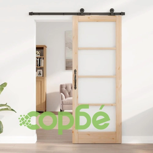 Плъзгаща врата ORKDAL с комплект шини 78x202 см борова дървесина и метал ➤ топ цена ➤ sorbe.bg