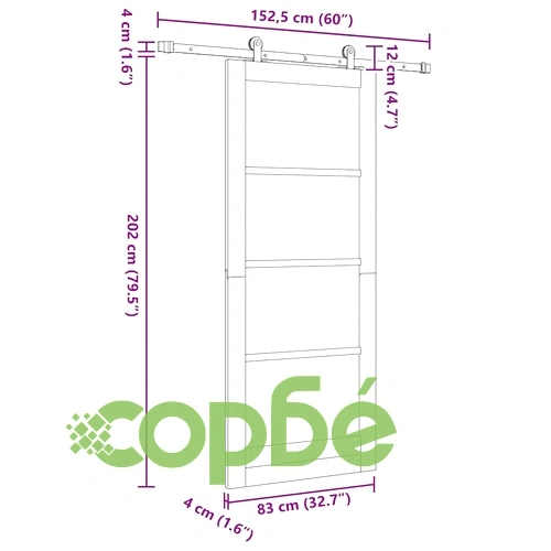 Плъзгаща врата ORKDAL с релсов механизъм 83x202 см борова дървесина и метал ➤ топ цена ➤ sorbe.bg