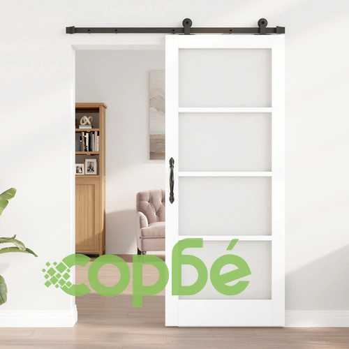Плъзгаща интериорна врата ORKDAL с прозорец, бяла, 83x202x4 см, с комплект за монтаж ➤ топ цена ➤ sorbe.bg