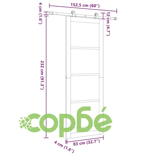 Плъзгаща врата ORKDAL с релсов комплект 83x232 см борово дърво бежово ➤ топ цена ➤ sorbe.bg