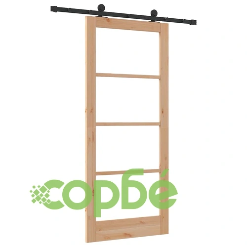 Плъзгаща врата ORKDAL с релсов комплект 86x198.5 см борово дърво и метал ➤ топ цена ➤ sorbe.bg